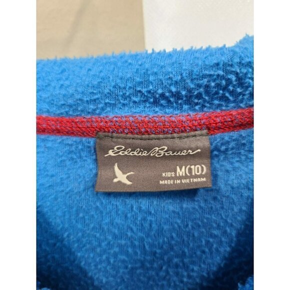 EDDIE Bauer Mens Fleece Jacket Medium Blue Pockets - Picture 6 of 6